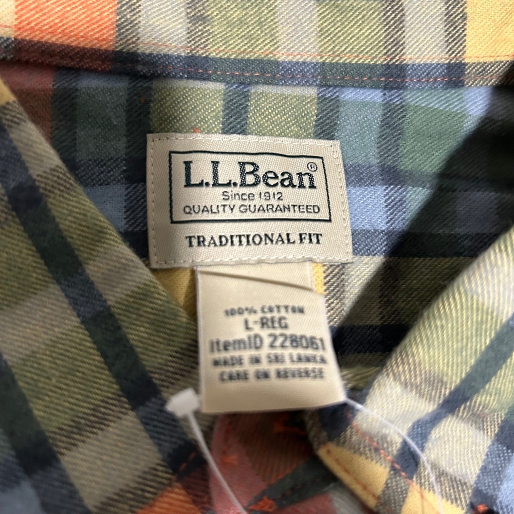 L.L. Bean Flannel Shirt Mens L Multicolor Washed Buchan Scotch Plaid New NWT - Picture 5 of 8